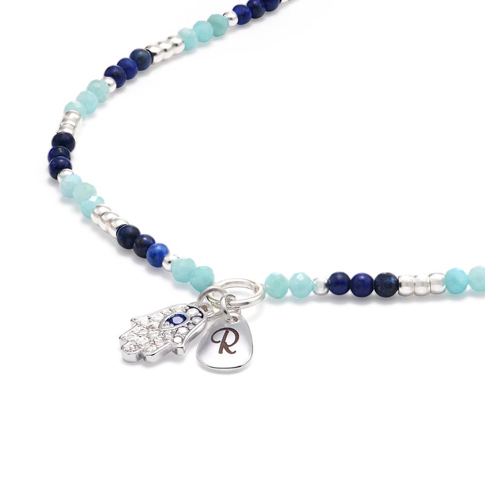 Coastal Hamsa Initial Necklace