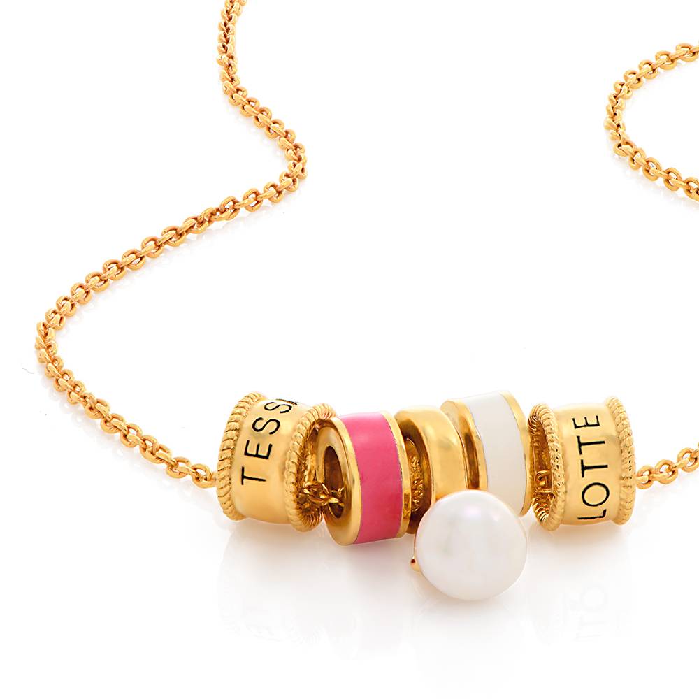 Engraving name necklace with pearl