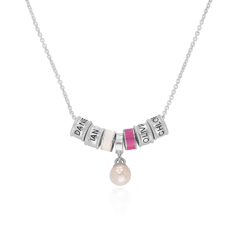 Engraving name necklace with pearl