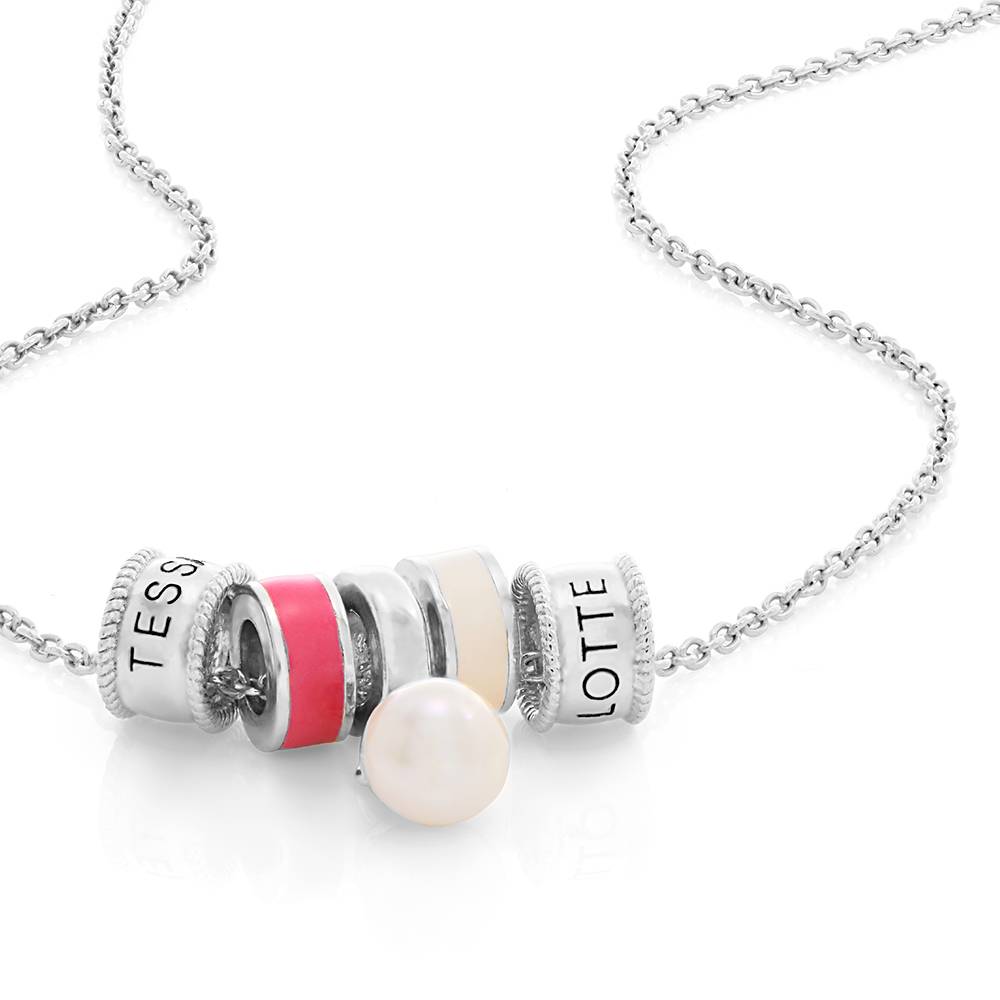 Engraving name necklace with pearl