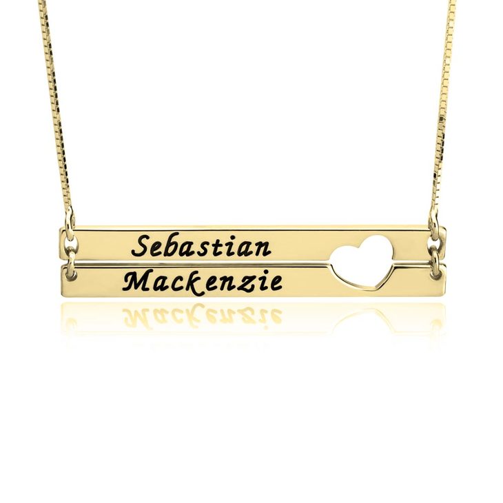 Bar necklace with name engraved