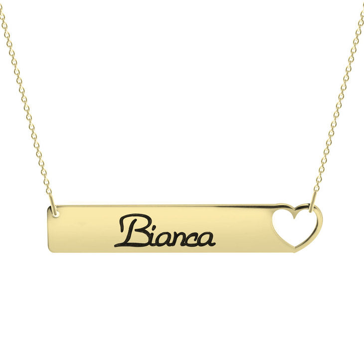 Bar necklace with name engraved