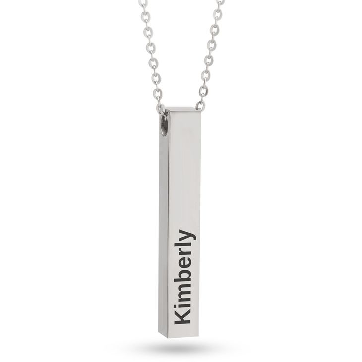 Bar necklace with name engraved