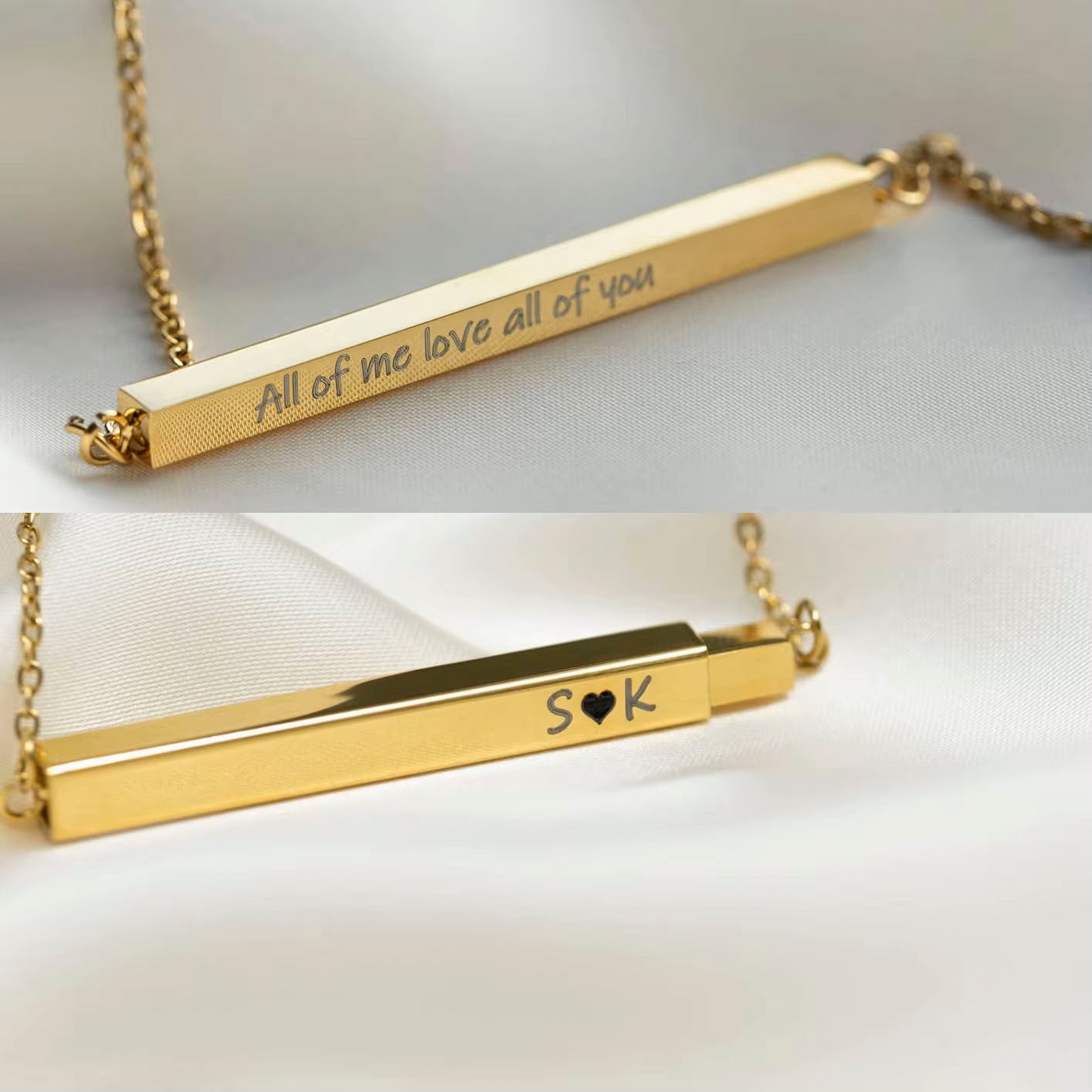 Bar necklace with name engraved